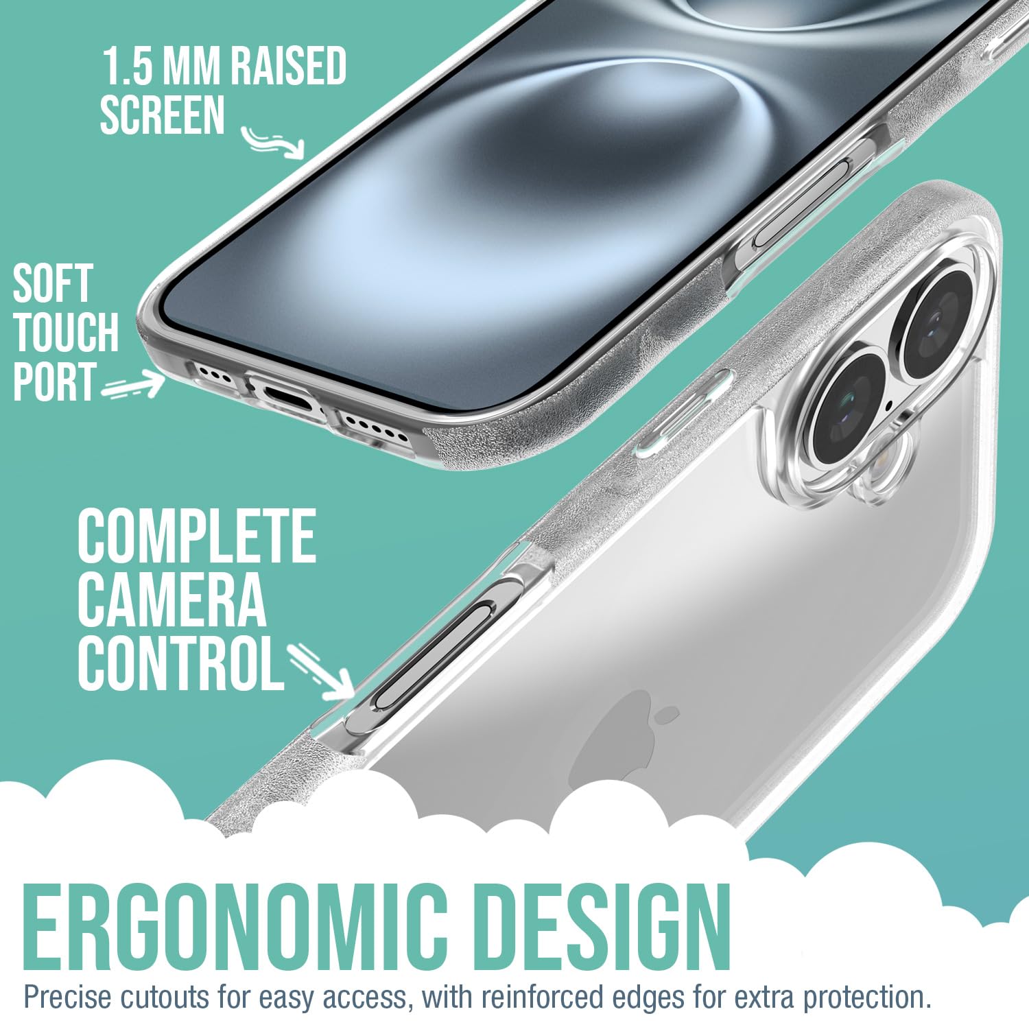Foto 4 pulgar | Funda De Teléfono Smartish Gripmunk Clear Para Iphone 16 - Venta Internacional.