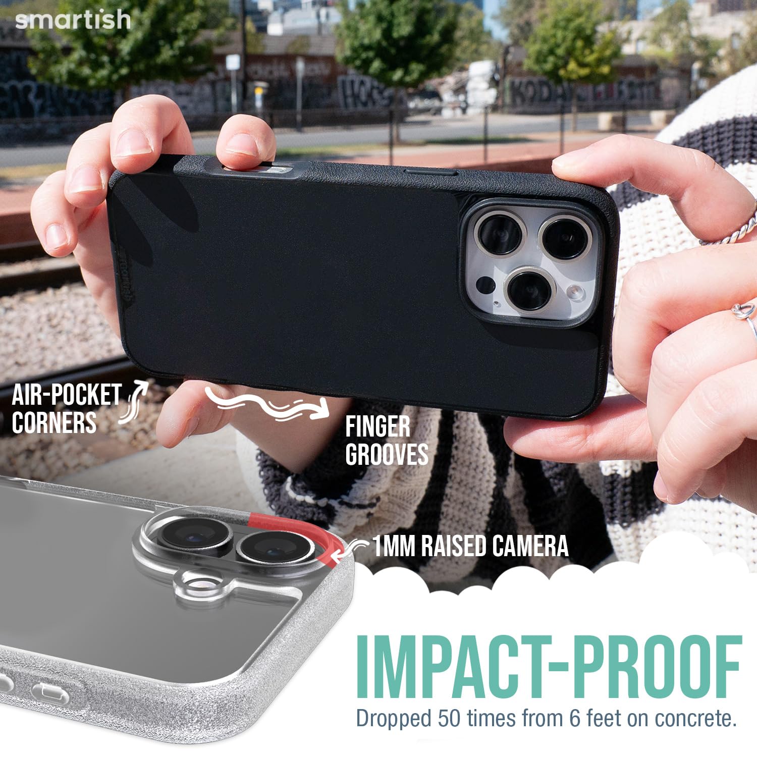 Foto 5 pulgar | Funda De Teléfono Smartish Gripmunk Clear Para Iphone 16 - Venta Internacional.