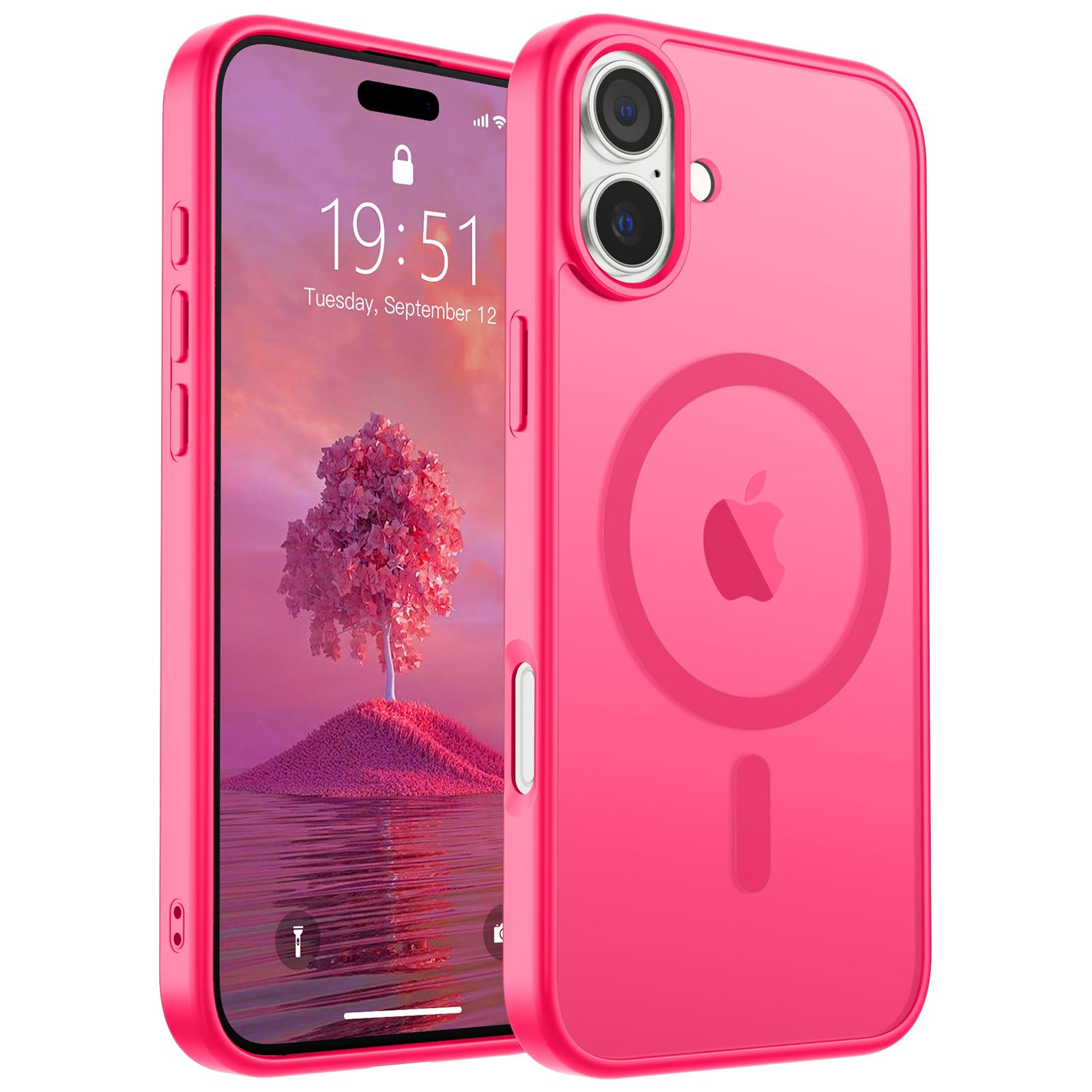 Funda Magnética Supfine Para Iphone 16, Color Rosa Intenso - Venta Internacional.