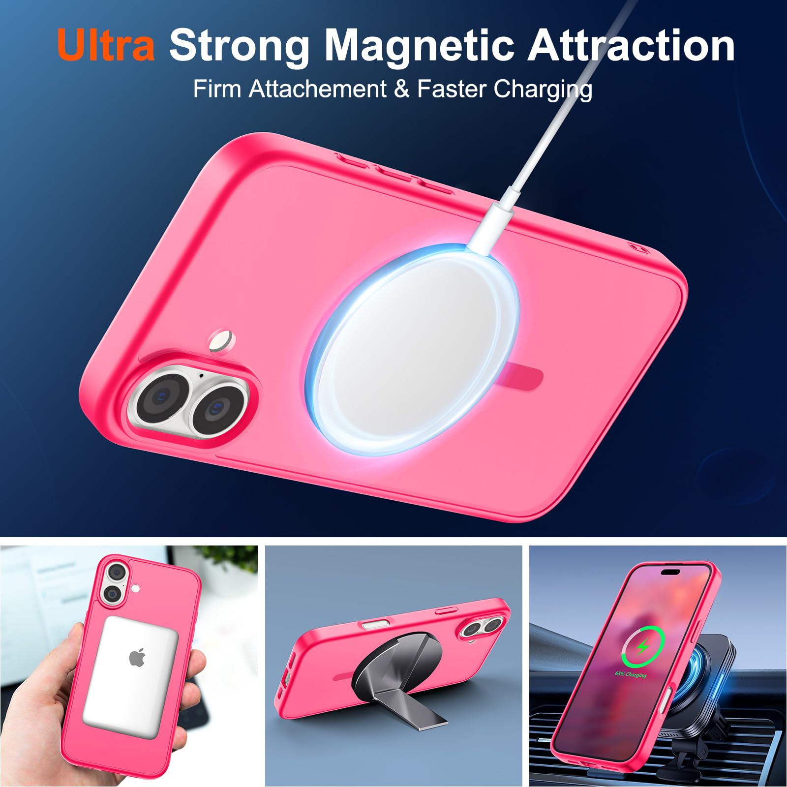Foto 6 pulgar | Funda Magnética Supfine Para Iphone 16, Color Rosa Intenso - Venta Internacional.
