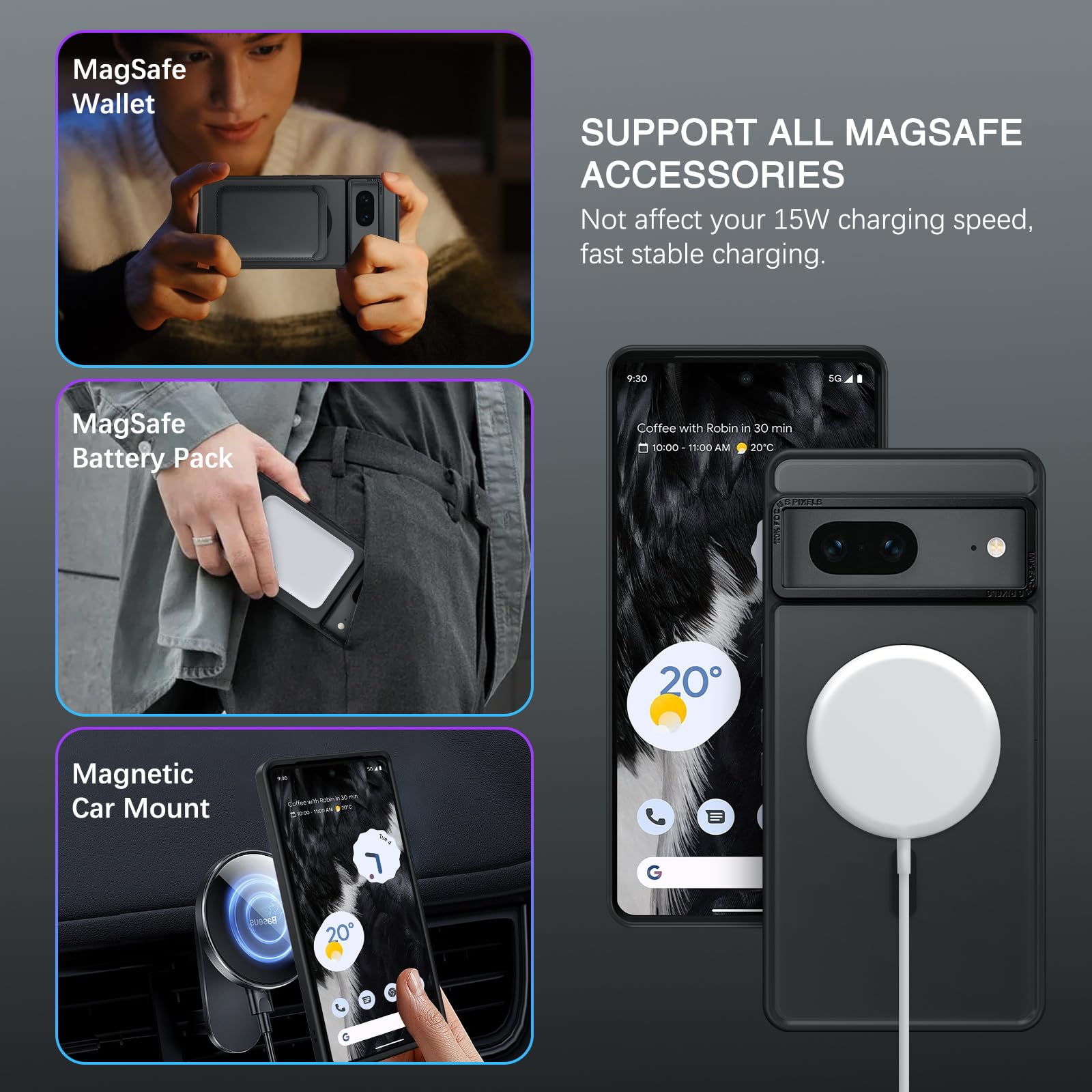 Foto 3 pulgar | Funda De Teléfono Bentoben Para Google Pixel 7 Con Magsafe Black - Venta Internacional.
