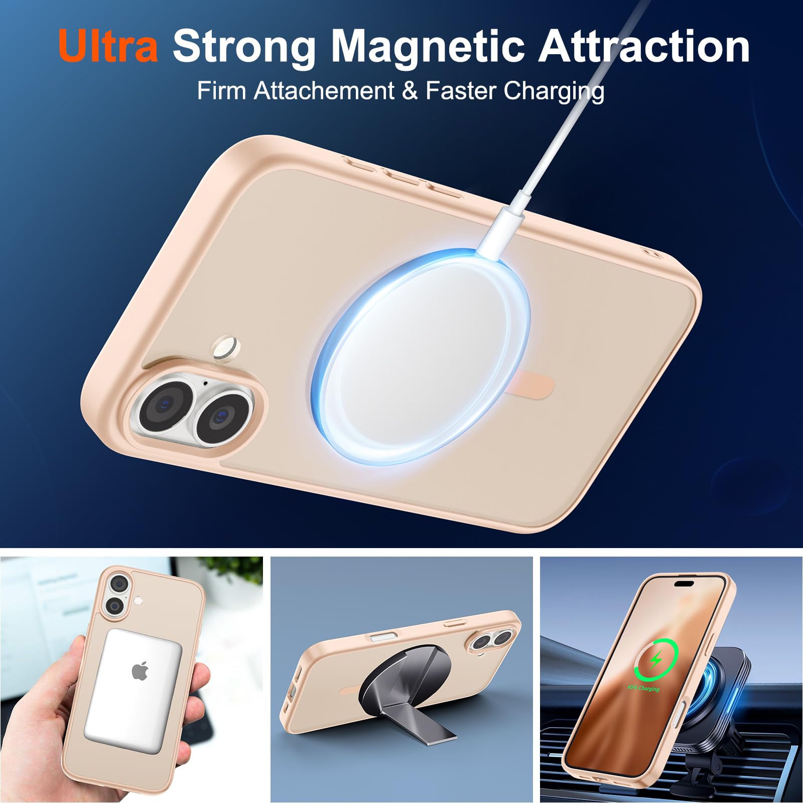 Foto 6 pulgar | Funda Magnética Supfine Para Iphone 16, Color Rosa Arena - Venta Internacional.