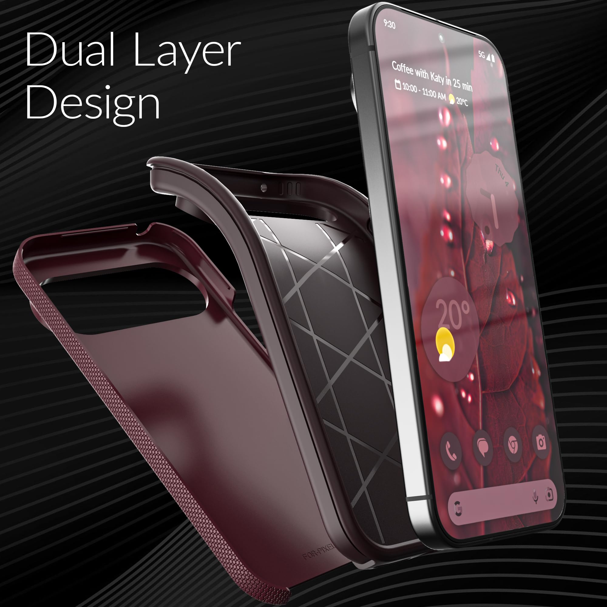 Foto 5 pulgar | Funda De Teléfono Crave Dual Guard Para Google Pixel 9 Y 9 Pro - Berry - Venta Internacional.