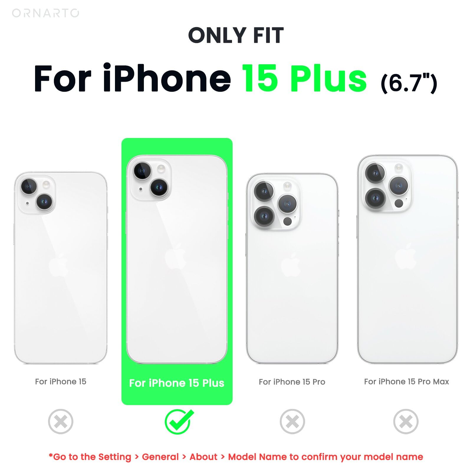 Foto 3 pulgar | Funda Para Teléfono Ornarto Compatible Con Iphone 15 Plus De 6.7 Pulgadas, Negra - Venta Internacional.