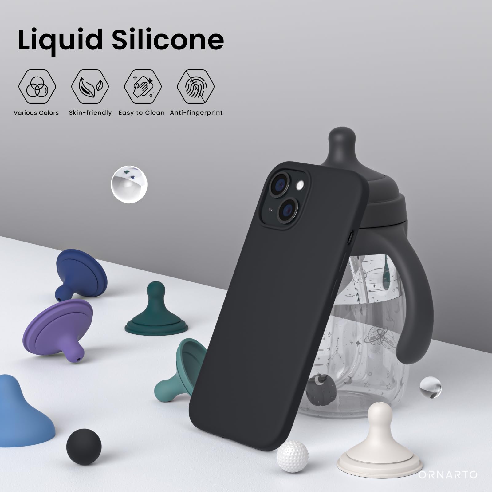 Foto 4 pulgar | Funda Para Teléfono Ornarto Compatible Con Iphone 15 Plus De 6.7 Pulgadas, Negra - Venta Internacional.