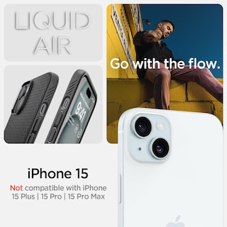Foto 2 | Funda Spigen Liquid Air Para Iphone 15 (2023), Color Negro Mate - Venta Internacional.