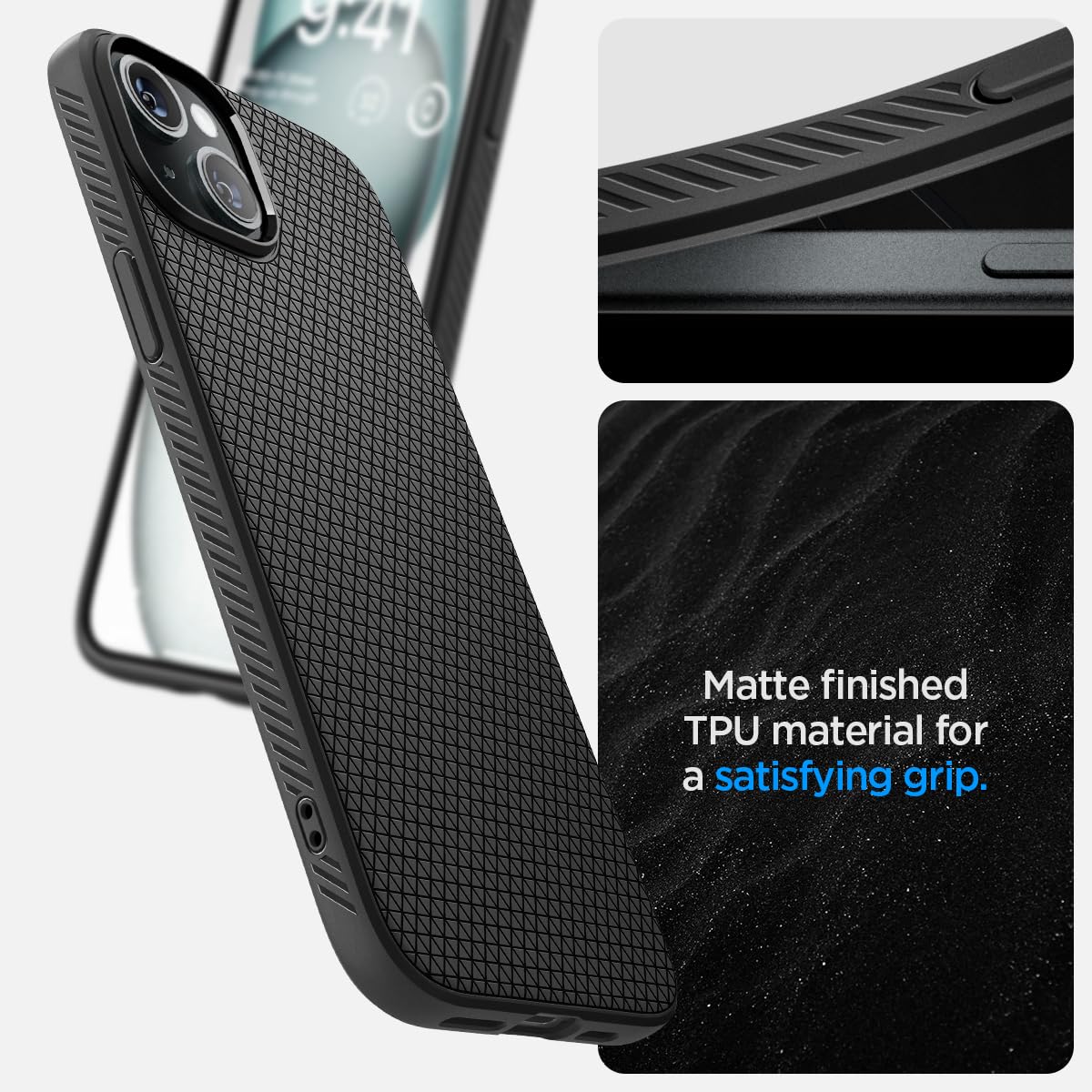 Foto 5 pulgar | Funda Spigen Liquid Air Para Iphone 15 (2023), Color Negro Mate - Venta Internacional.