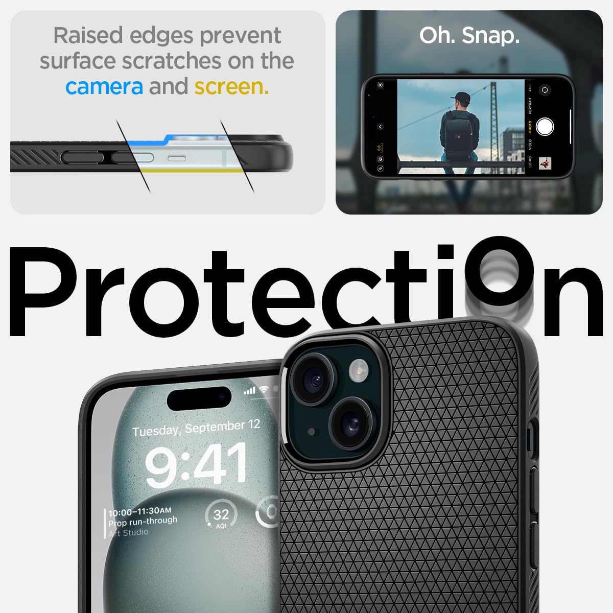 Foto 6 pulgar | Funda Spigen Liquid Air Para Iphone 15 (2023), Color Negro Mate - Venta Internacional.