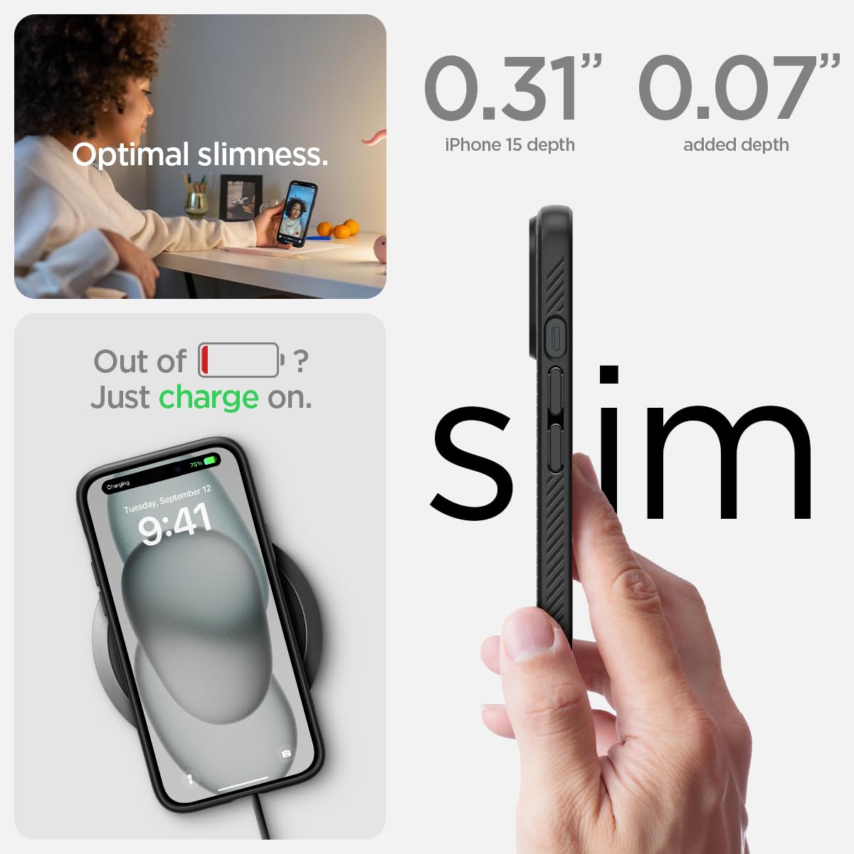 Foto 7 pulgar | Funda Spigen Liquid Air Para Iphone 15 (2023), Color Negro Mate - Venta Internacional.