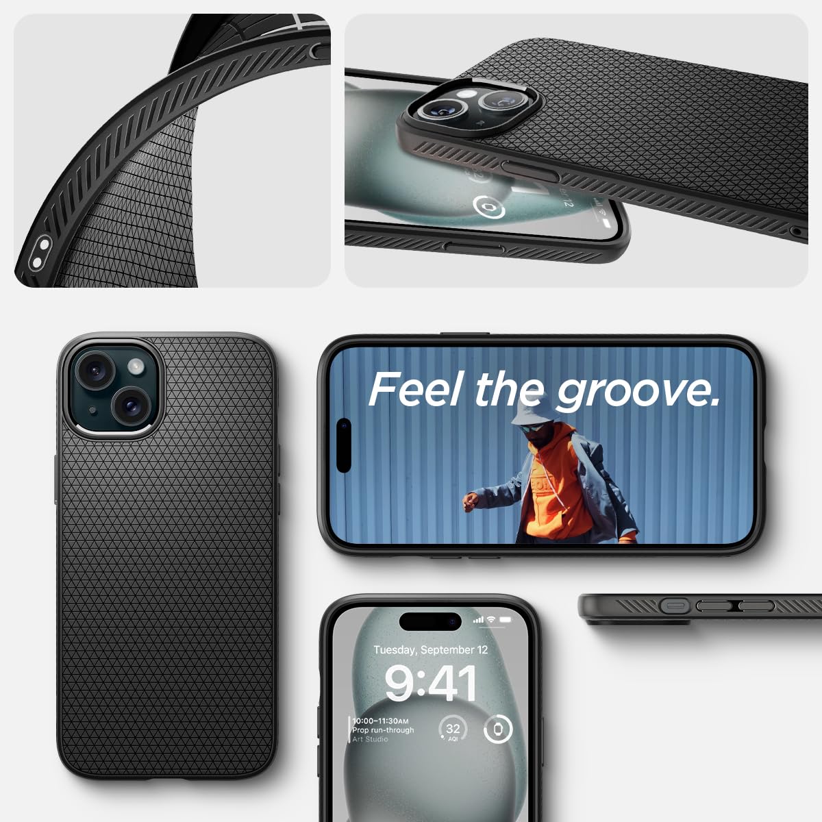 Foto 8 pulgar | Funda Spigen Liquid Air Para Iphone 15 (2023), Color Negro Mate - Venta Internacional.