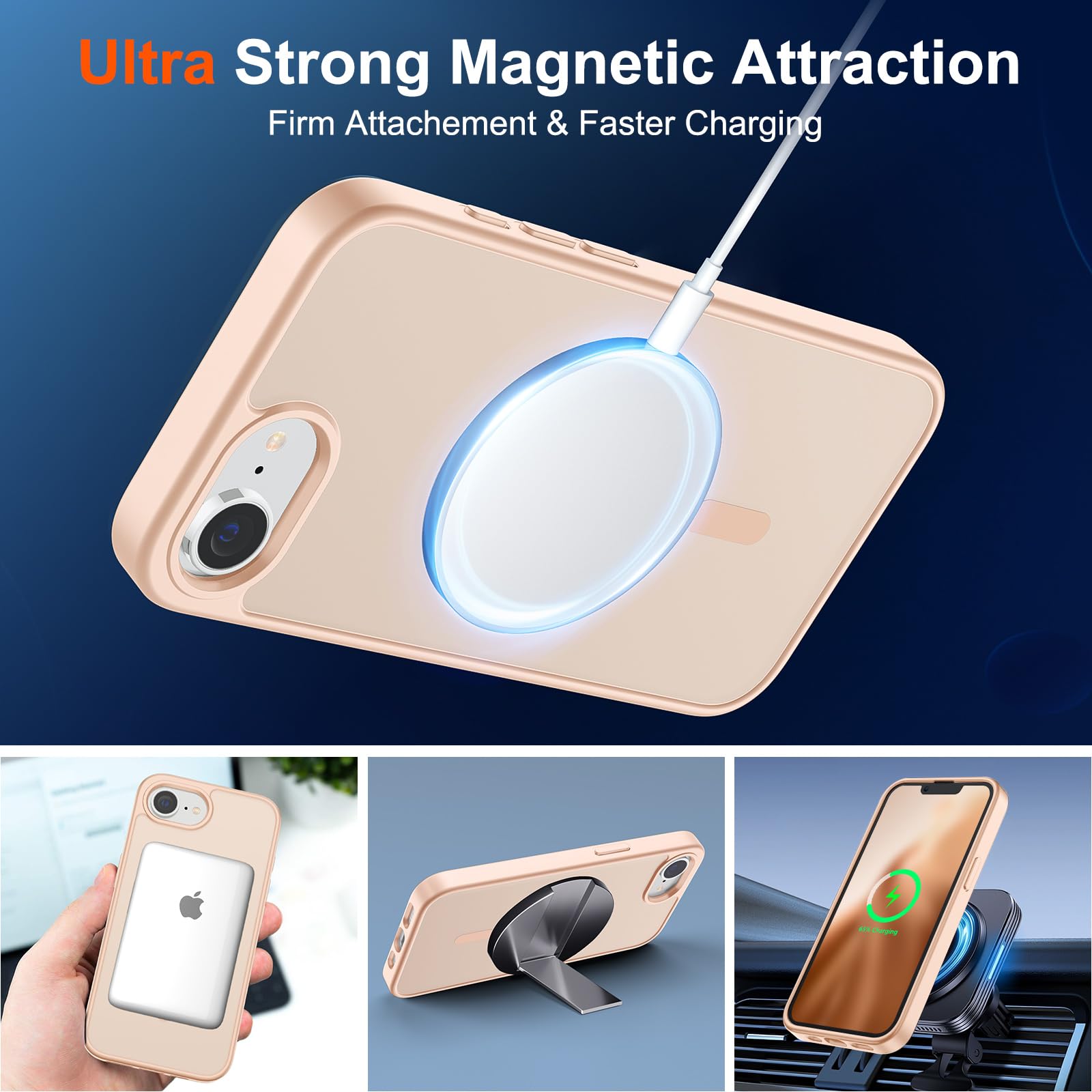 Foto 6 pulgar | Funda Magnética Supfine Para Iphone 16e 2025, Color Rosa Arena - Venta Internacional.