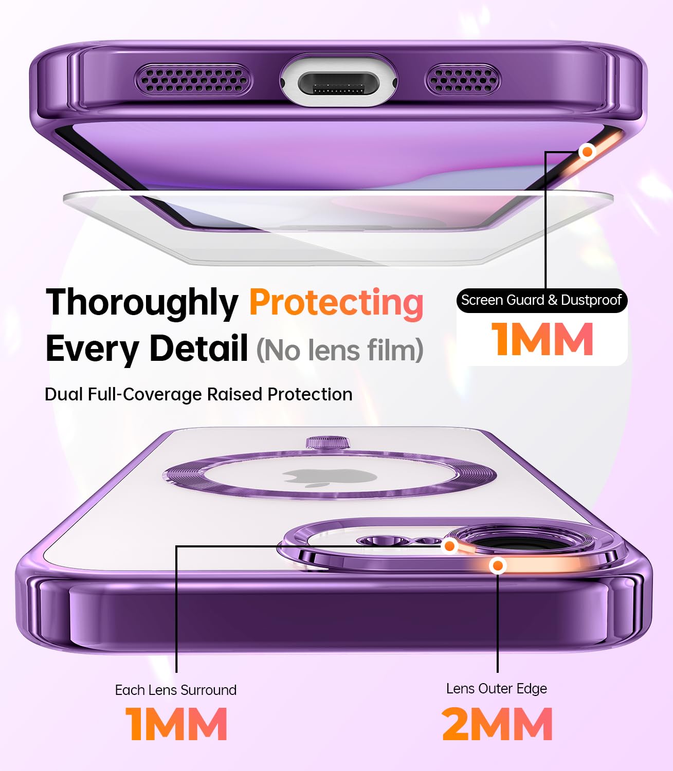 Foto 5 pulgar | Funda De Teléfono Meifigno Diseñada Para Iphone 16e 6.1, Color Morado - Venta Internacional.