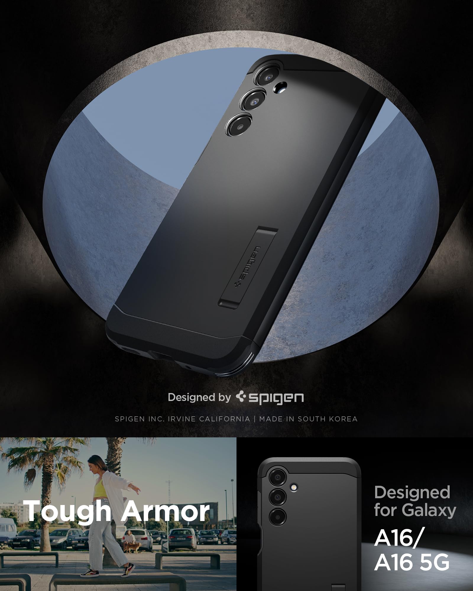 Foto 3 pulgar | Funda Spigen Tough Armor Para Galaxy A16 5g Con Soporte, Color Negro - Venta Internacional.