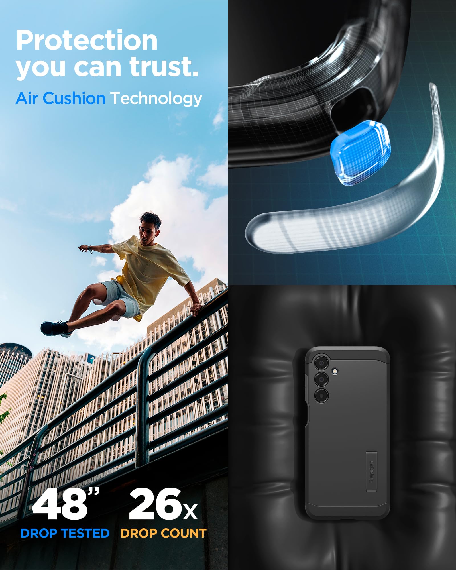 Foto 4 pulgar | Funda Spigen Tough Armor Para Galaxy A16 5g Con Soporte, Color Negro - Venta Internacional.