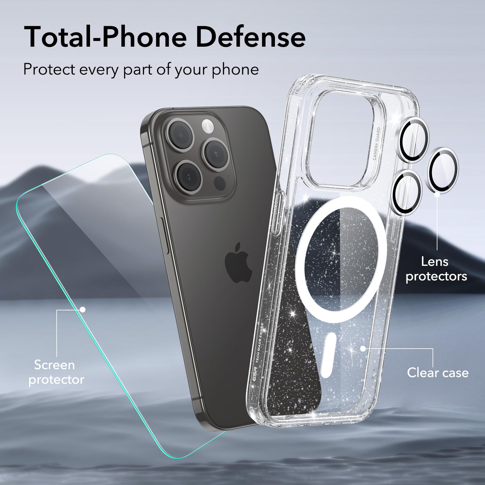 Foto 8 pulgar | Set De Fundas Esr Para Iphone 15 Pro Max Con Protector De Pantalla Y Lente - Venta Internacional.
