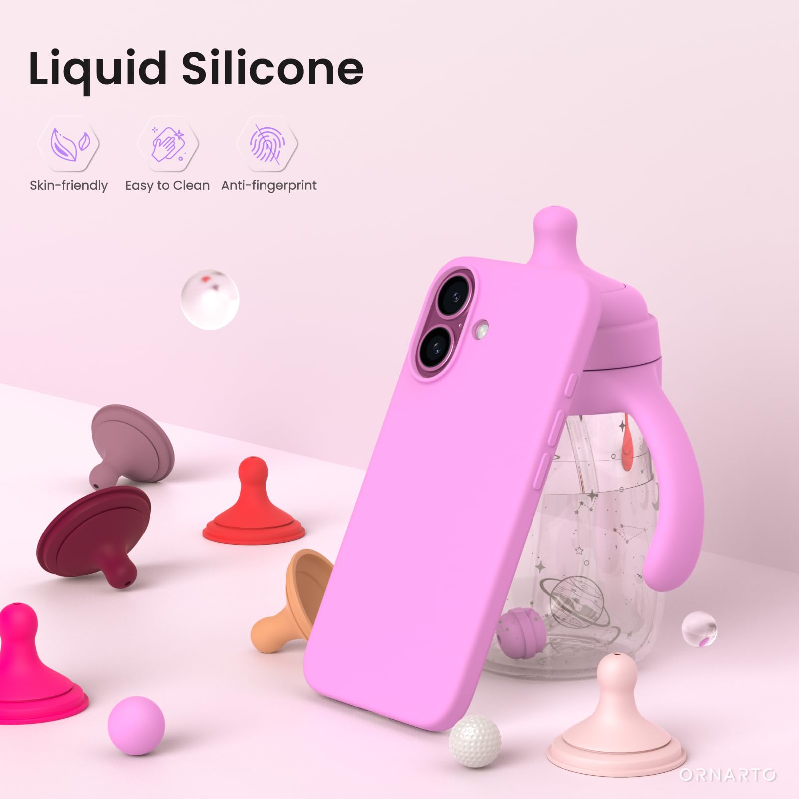 Foto 4 pulgar | Funda De Teléfono Ornarto Compatible Con Iphone 16 6.1 - Cherry - Venta Internacional.