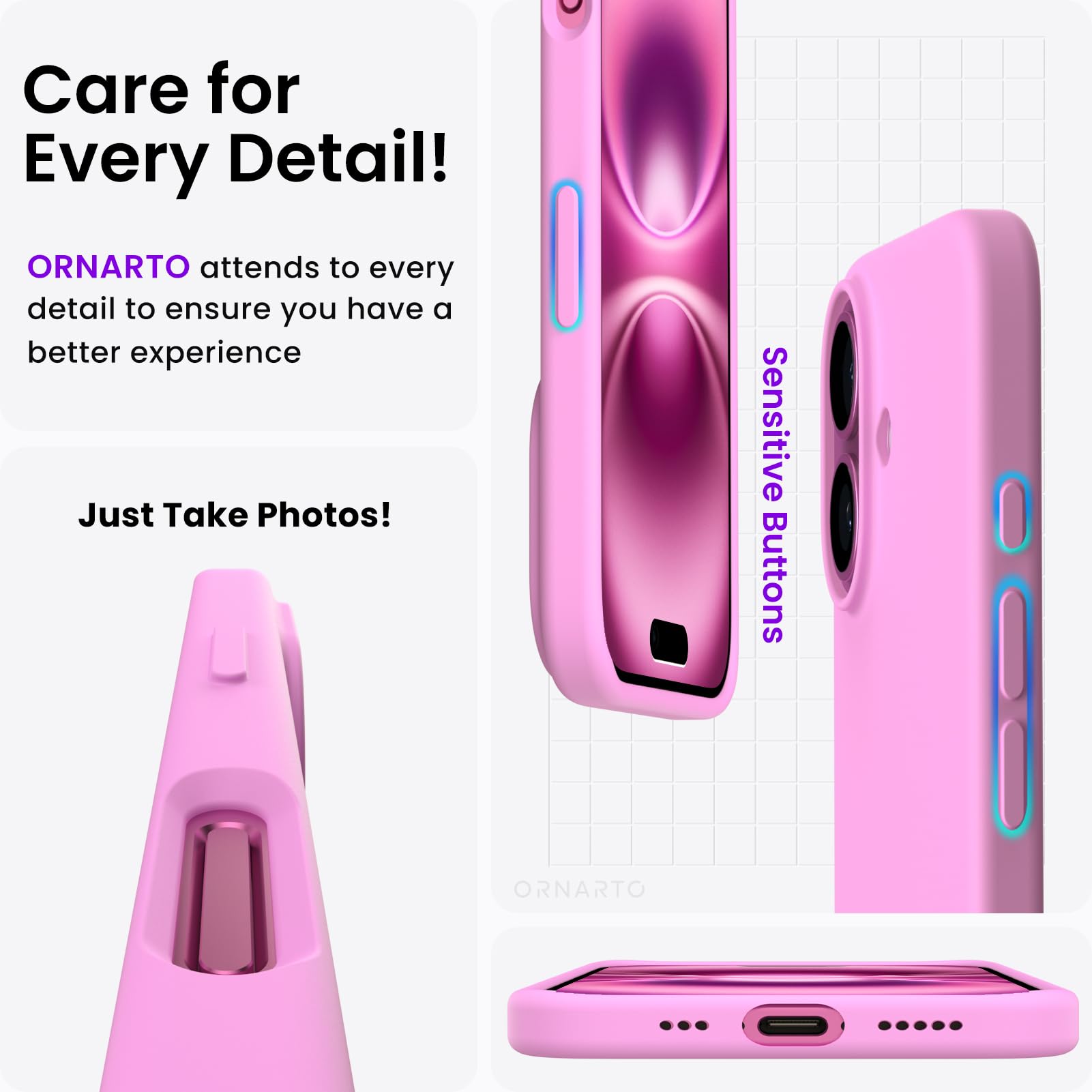 Foto 6 pulgar | Funda De Teléfono Ornarto Compatible Con Iphone 16 6.1 - Cherry - Venta Internacional.
