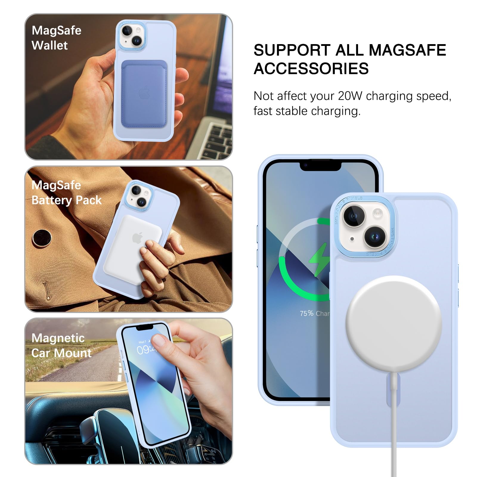 Foto 3 pulgar | Funda Magnética Bentoben Para Iphone 13/14, Color Azul Claro - Venta Internacional.