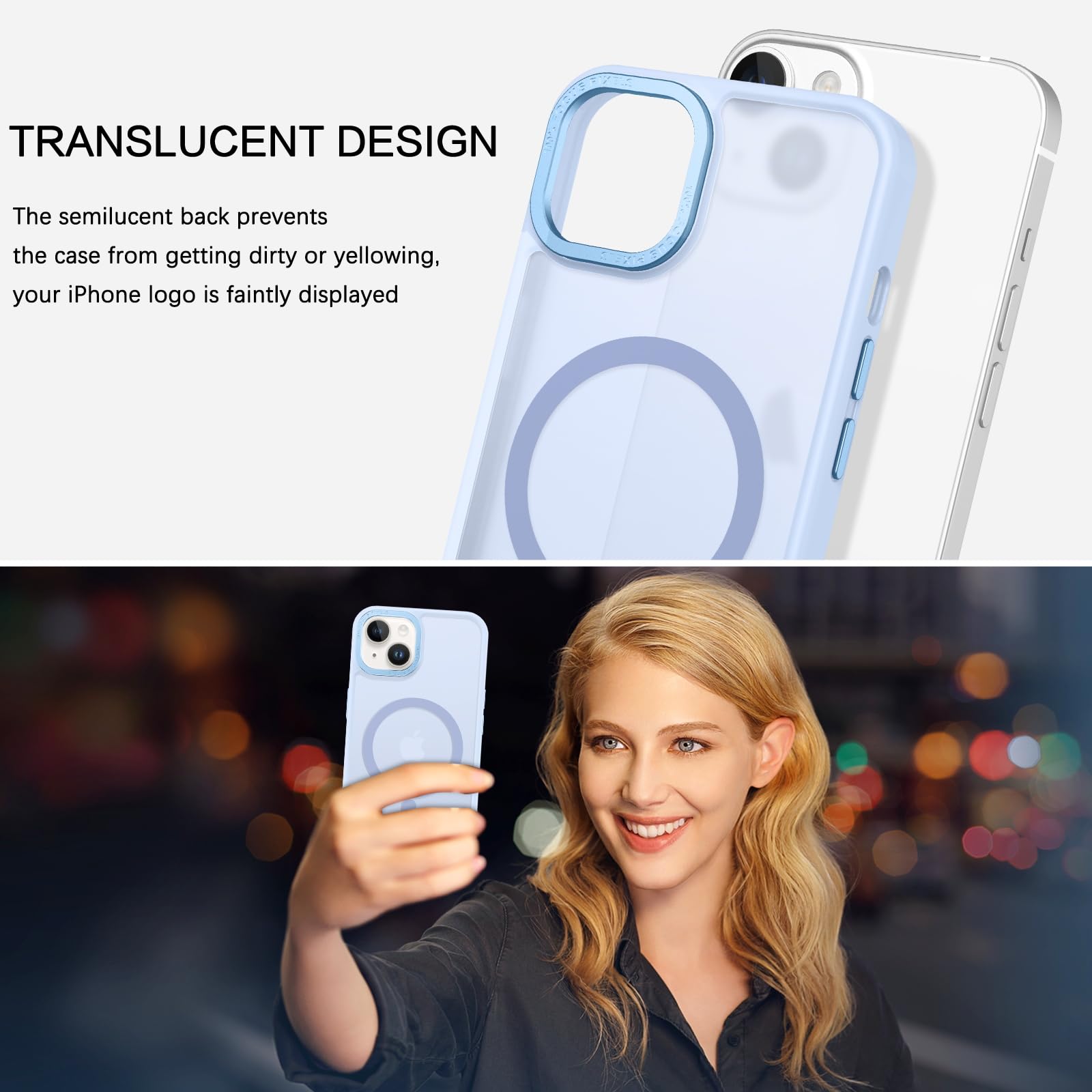 Foto 8 pulgar | Funda Magnética Bentoben Para Iphone 13/14, Color Azul Claro - Venta Internacional.