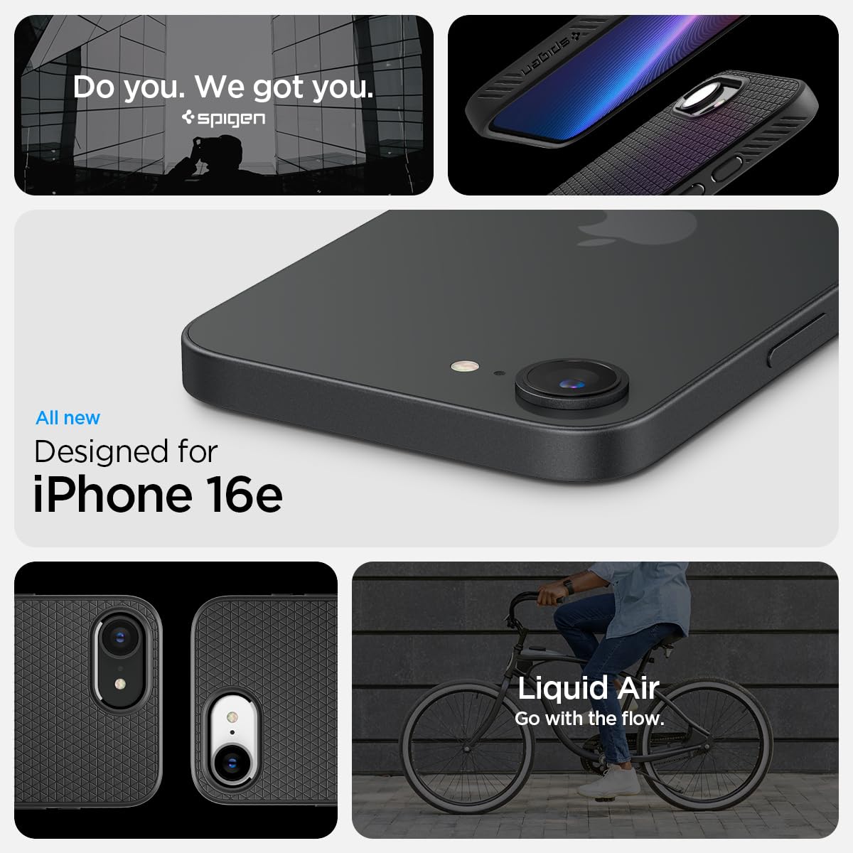 Foto 3 pulgar | Funda Spigen Liquid Air Negra Mate Para Iphone 16e - Venta Internacional.