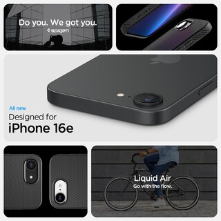 Foto 2 | Funda Spigen Liquid Air Negra Mate Para Iphone 16e - Venta Internacional.