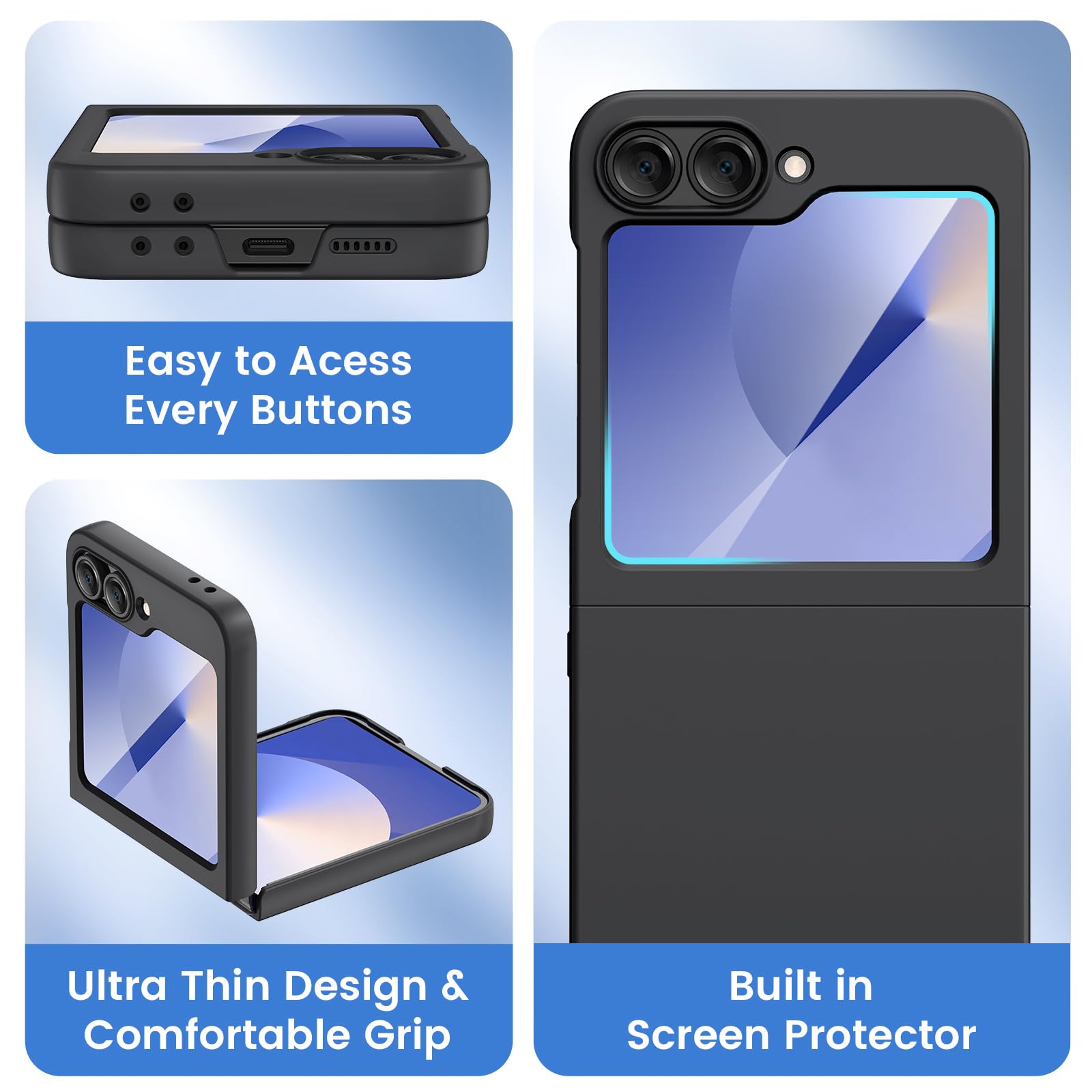 Foto 3 pulgar | Funda De Teléfono Ruky Para Samsung Galaxy Z Flip 6 Negra - Venta Internacional.