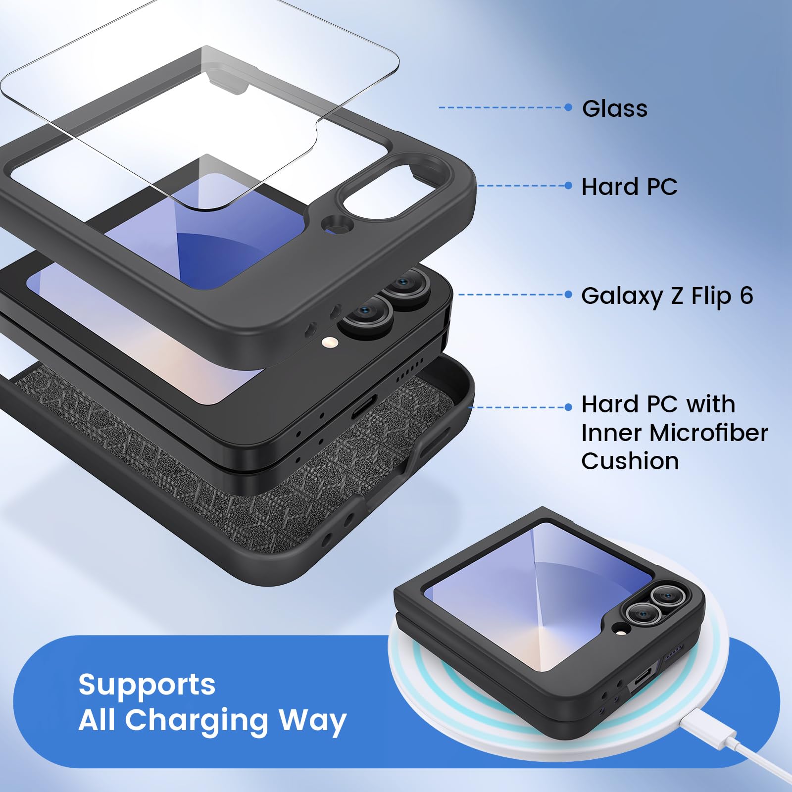 Foto 4 pulgar | Funda De Teléfono Ruky Para Samsung Galaxy Z Flip 6 Negra - Venta Internacional.
