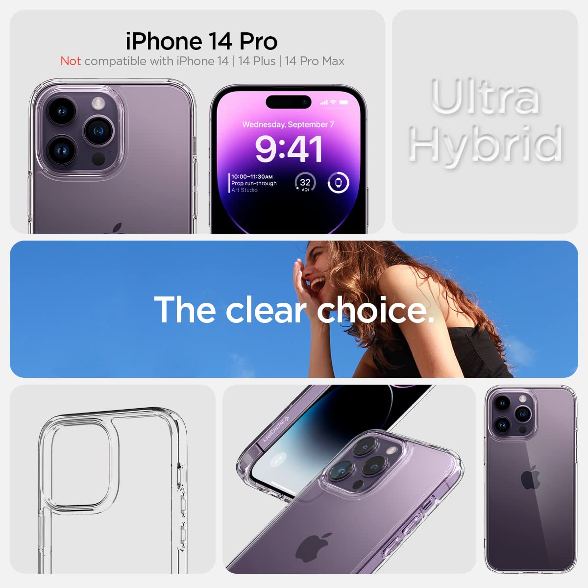 Foto 3 pulgar | Funda Spigen Ultra Hybrid Para Iphone 14 Pro (2022), Transparente - Venta Internacional.