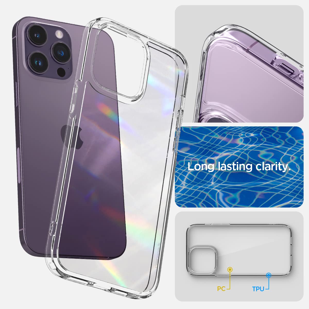 Foto 5 pulgar | Funda Spigen Ultra Hybrid Para Iphone 14 Pro (2022), Transparente - Venta Internacional.