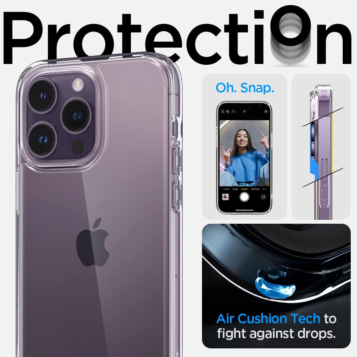 Foto 6 pulgar | Funda Spigen Ultra Hybrid Para Iphone 14 Pro (2022), Transparente - Venta Internacional.