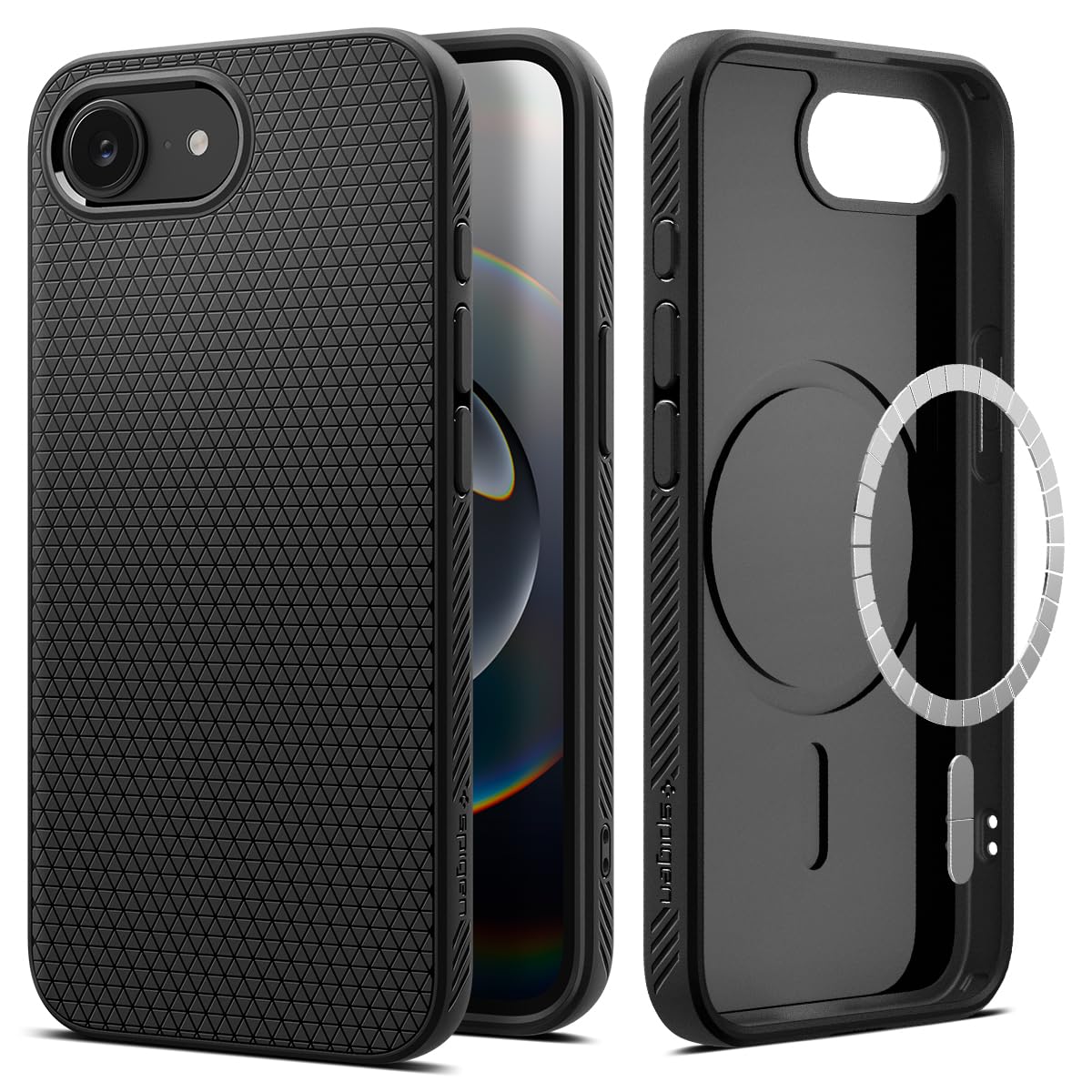 Funda Spigen Liquid Air Magfit Para Iphone 16e, Color Negro Mate - Venta Internacional.