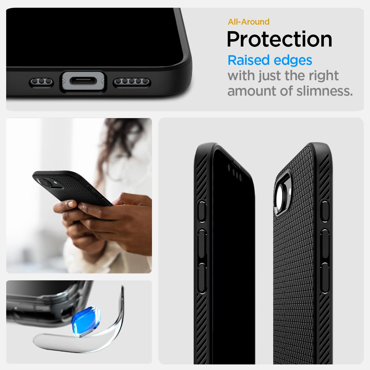 Foto 7 pulgar | Funda Spigen Liquid Air Magfit Para Iphone 16e, Color Negro Mate - Venta Internacional.