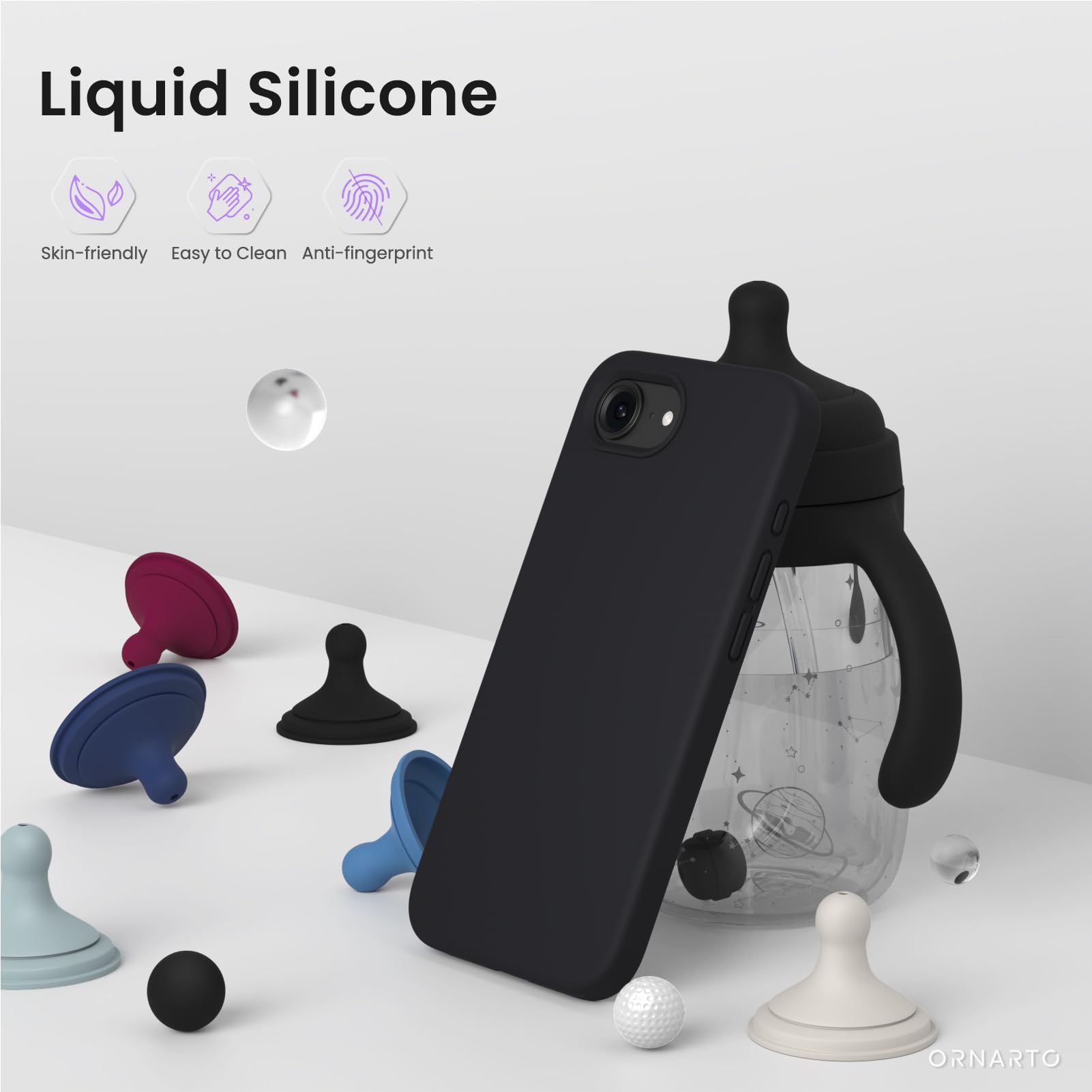 Foto 4 pulgar | Funda De Teléfono Ornarto Compatible Con Iphone 16e 6.1 Pulgadas 2025 Negra - Venta Internacional.