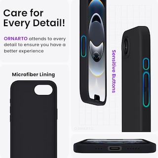 Foto 5 | Funda De Teléfono Ornarto Compatible Con Iphone 16e 6.1 Pulgadas 2025 Negra - Venta Internacional.