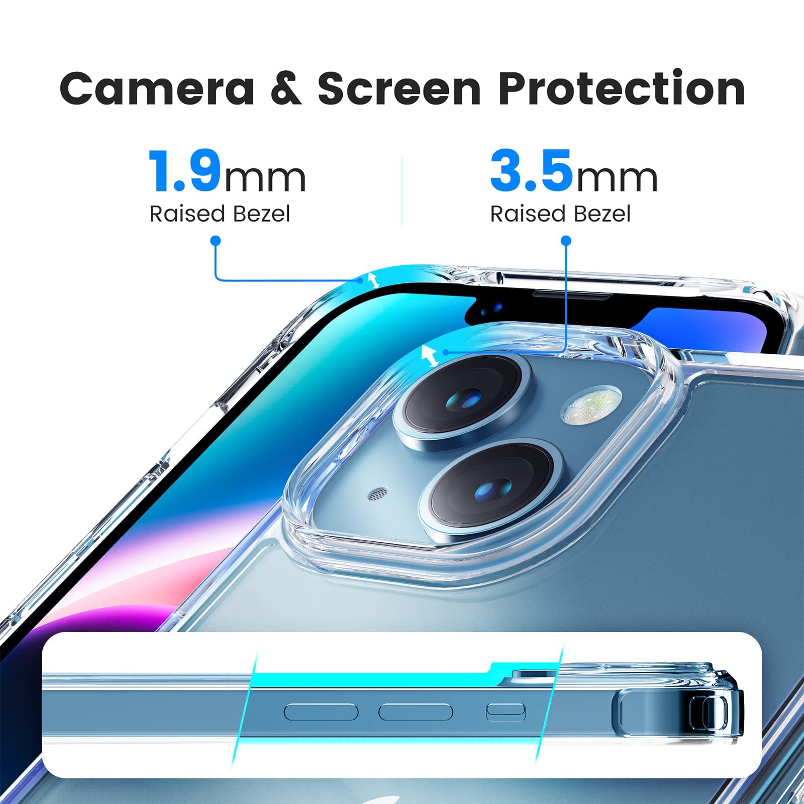 Foto 5 pulgar | Funda De Teléfono Mkeke Para Iphone 13/14, Transparente, Transparente, A Prueba De Golpes - Venta Internacional.