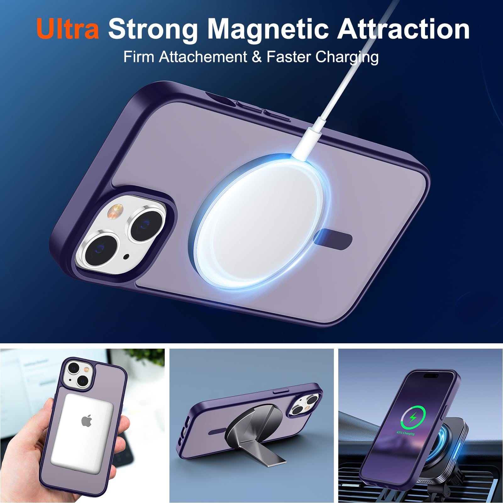 Foto 6 pulgar | Funda Magnética Supfine Para Iphone 15, Color Morado Oscuro - Venta Internacional.