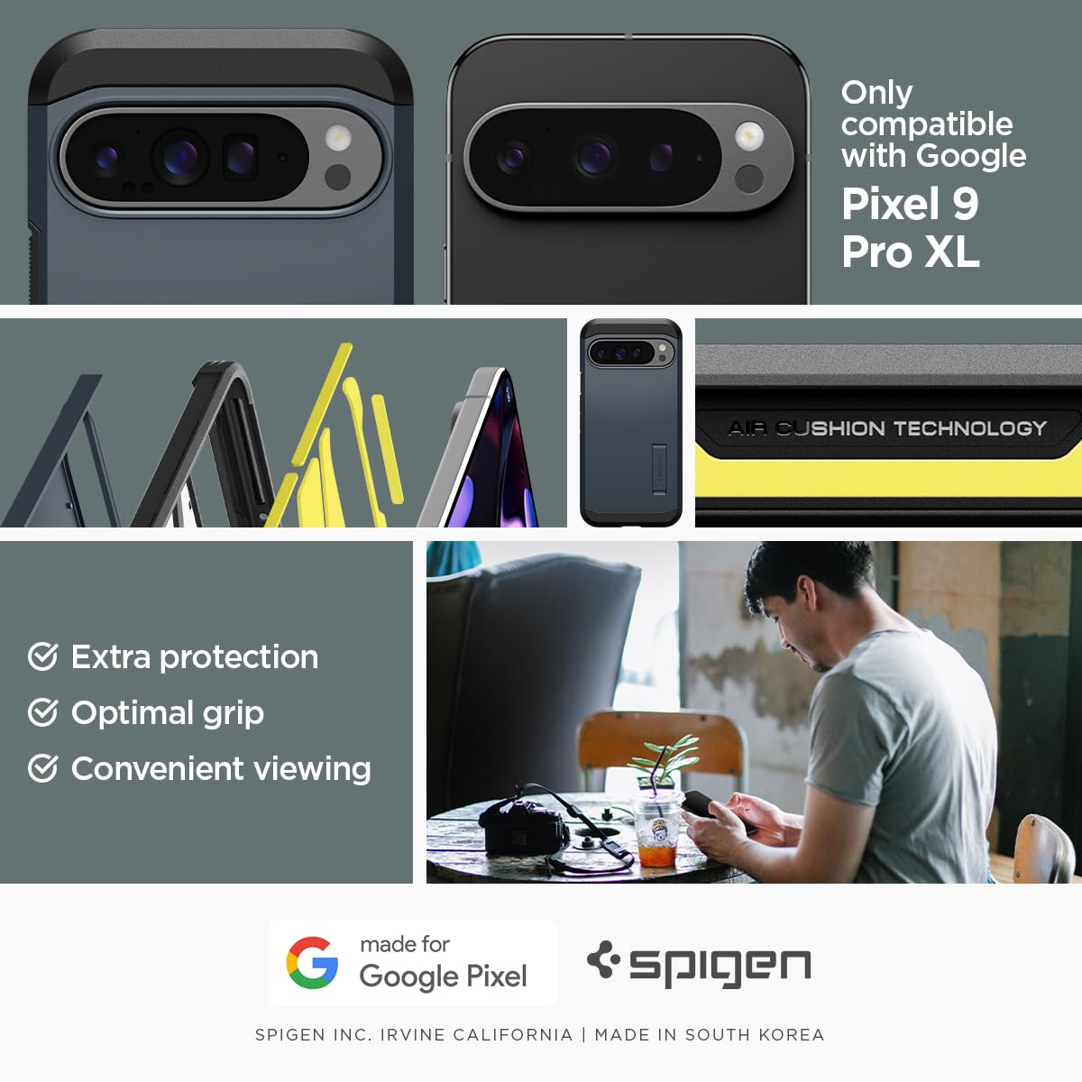 Foto 3 pulgar | Funda Spigen Tough Armor Para Pixel 9 Pro Xl Con Soporte - Venta Internacional.
