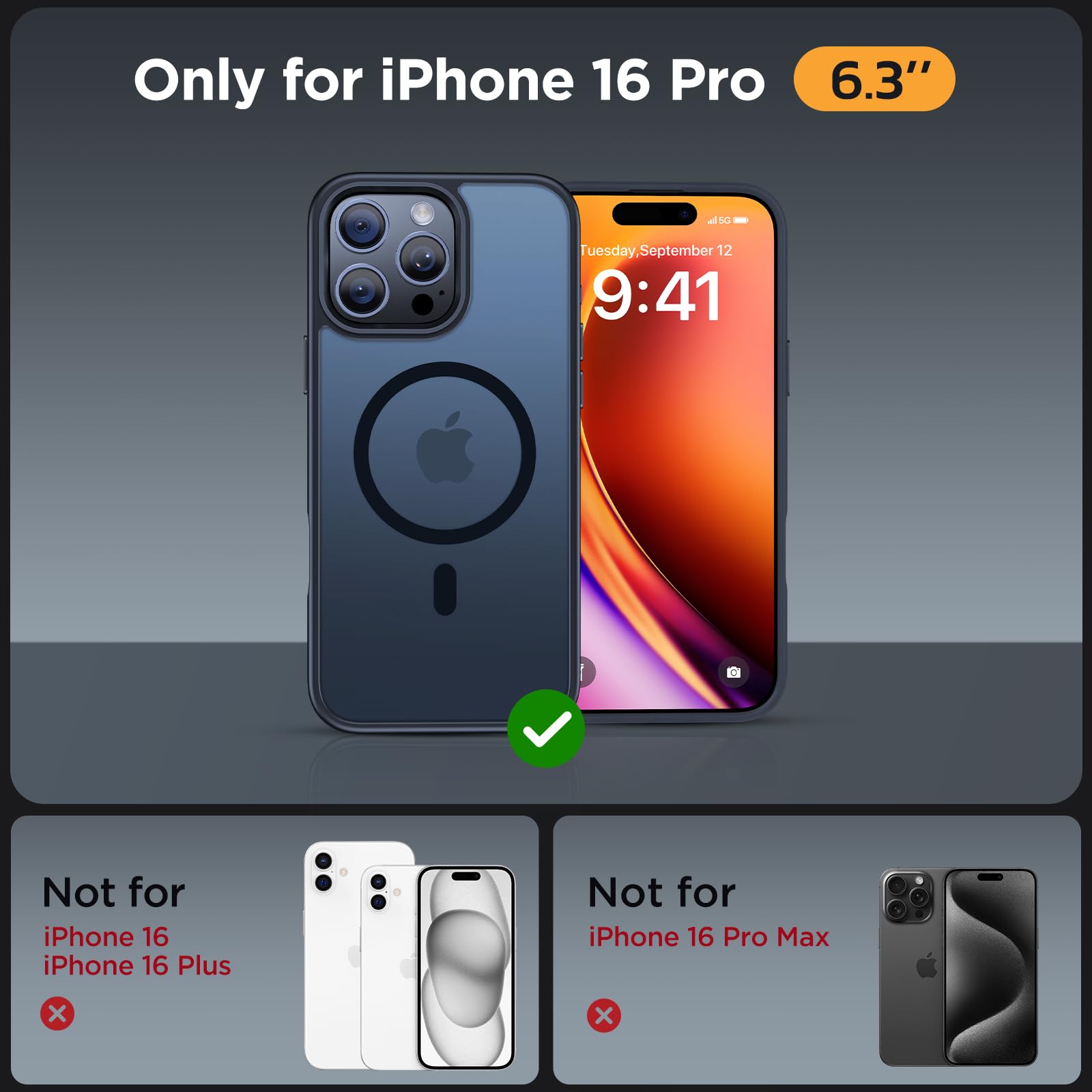 Foto 3 pulgar | Funda Para Teléfono Miracase Magnetic Series Para Iphone 16 Pro, Color Negro - Venta Internacional.