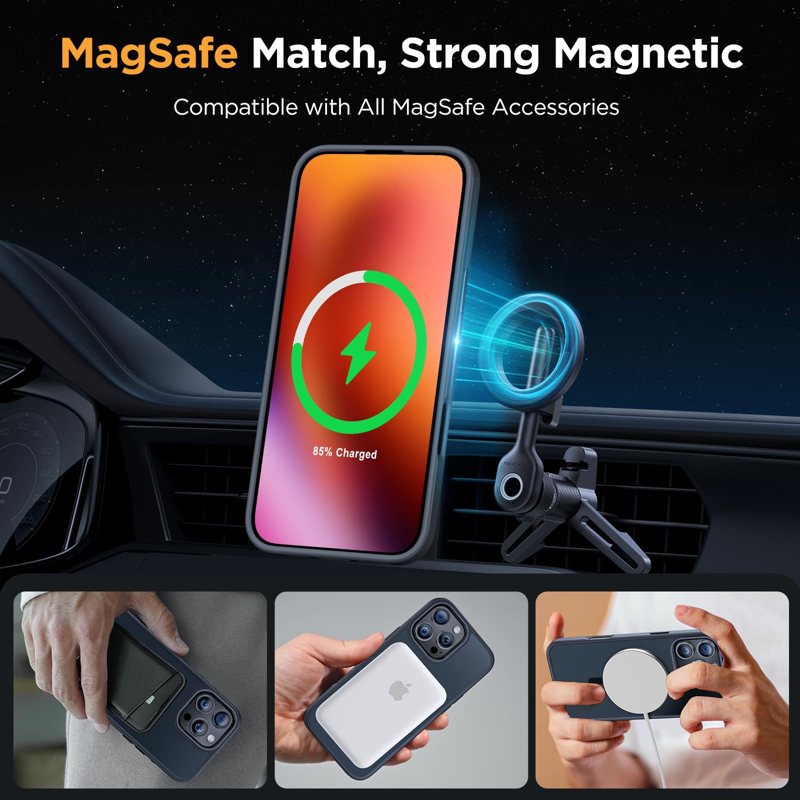 Foto 4 pulgar | Funda Para Teléfono Miracase Magnetic Series Para Iphone 16 Pro, Color Negro - Venta Internacional.