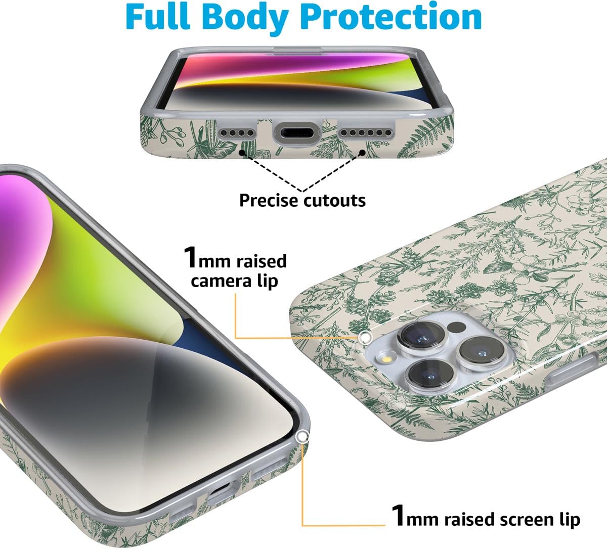 Foto 6 pulgar | Funda Para Teléfono Iphone 16 Pro Sage Garden Green Floral - Venta Internacional.