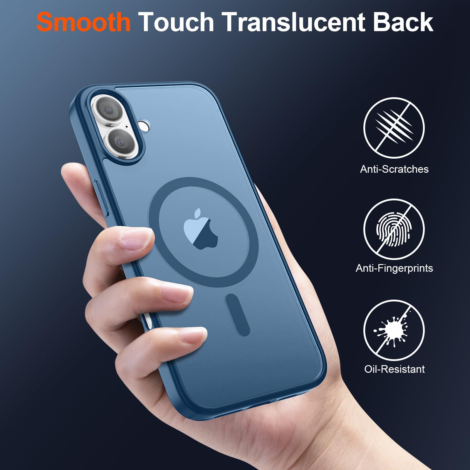 Foto 7 pulgar | Funda Magnética Supfine Para Iphone 16 Plus, Color Azul Oscuro - Venta Internacional.