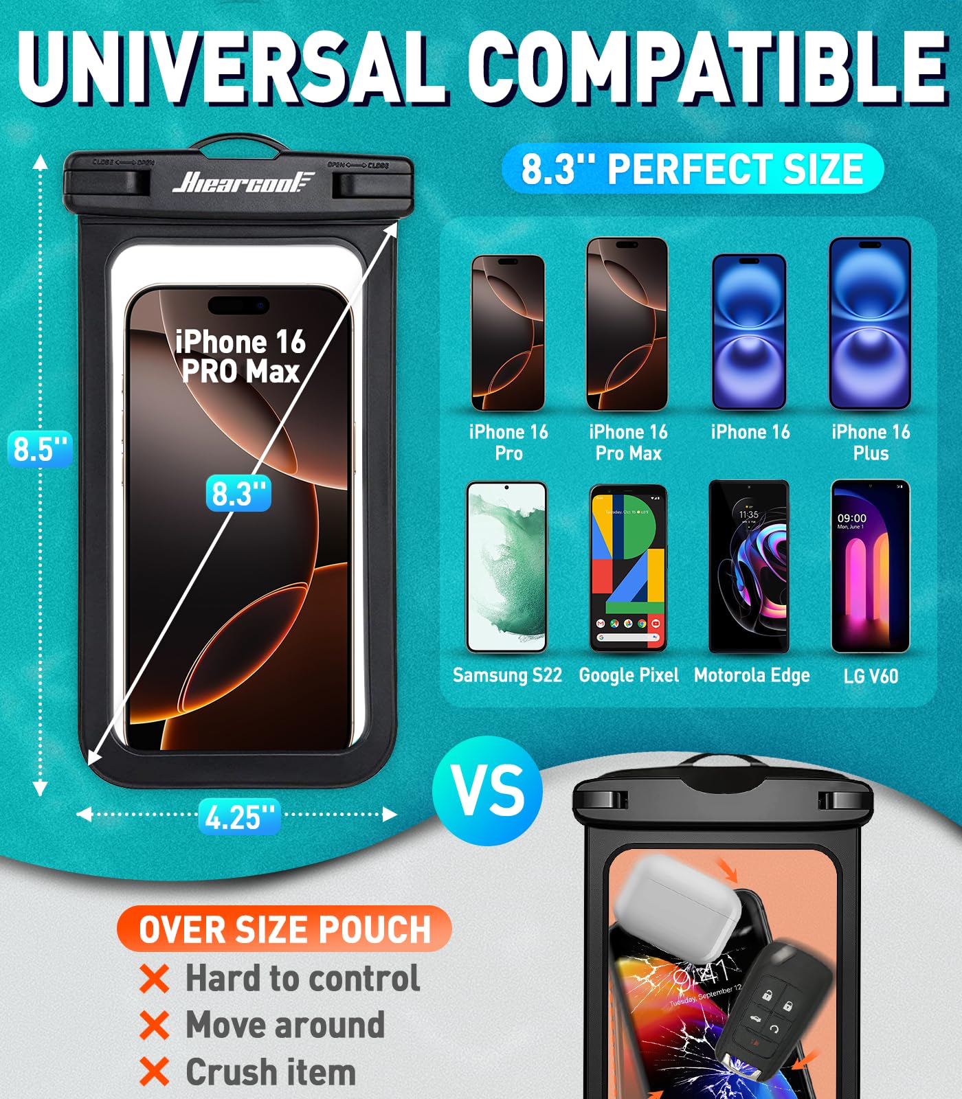 Foto 3 pulgar | Funda Impermeable Hiearcool Universal Para Iphone, Color Negro - Venta Internacional.