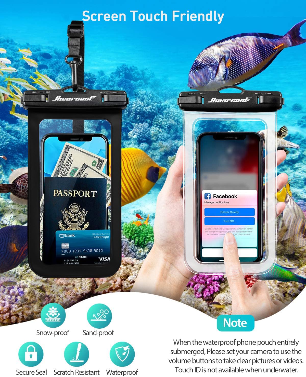 Foto 6 | Funda Impermeable Hiearcool Universal Para Iphone, Color Negro - Venta Internacional.