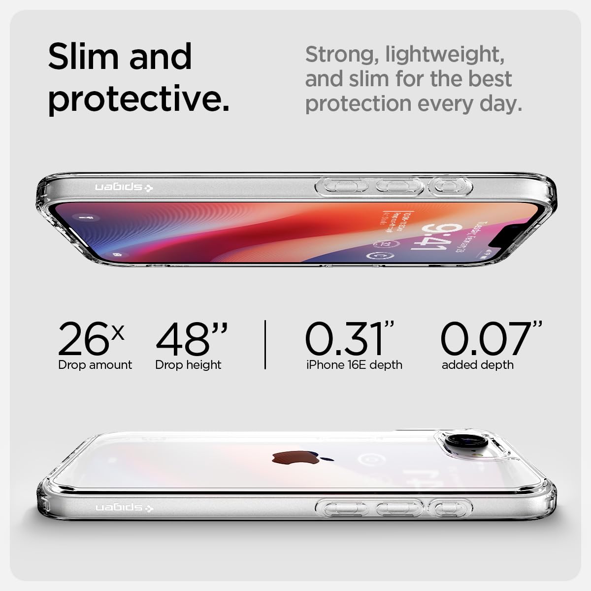 Foto 8 pulgar | Funda Spigen Ultra Hybrid Para Iphone 16e, Transparente - Venta Internacional.