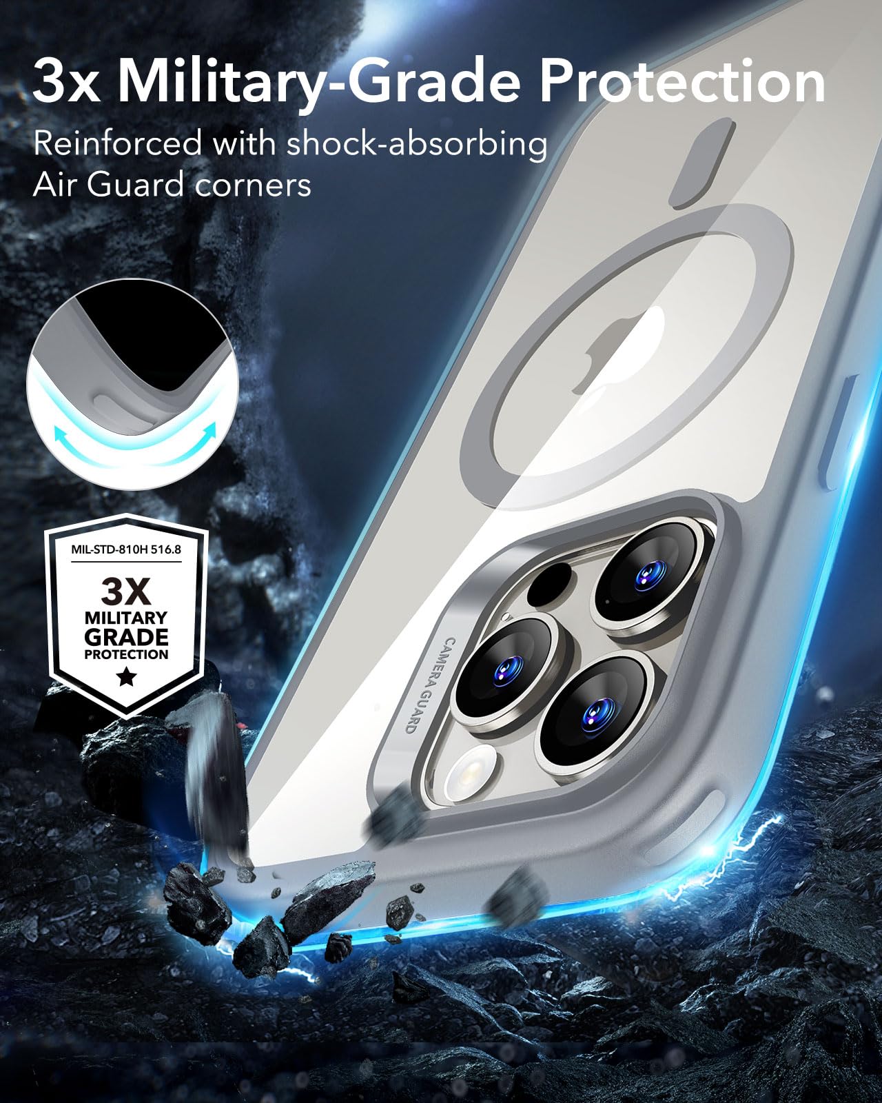 Foto 6 pulgar | Funda De Teléfono Esr Para Iphone 16 Pro Con Magsafe Clear Grey - Venta Internacional.