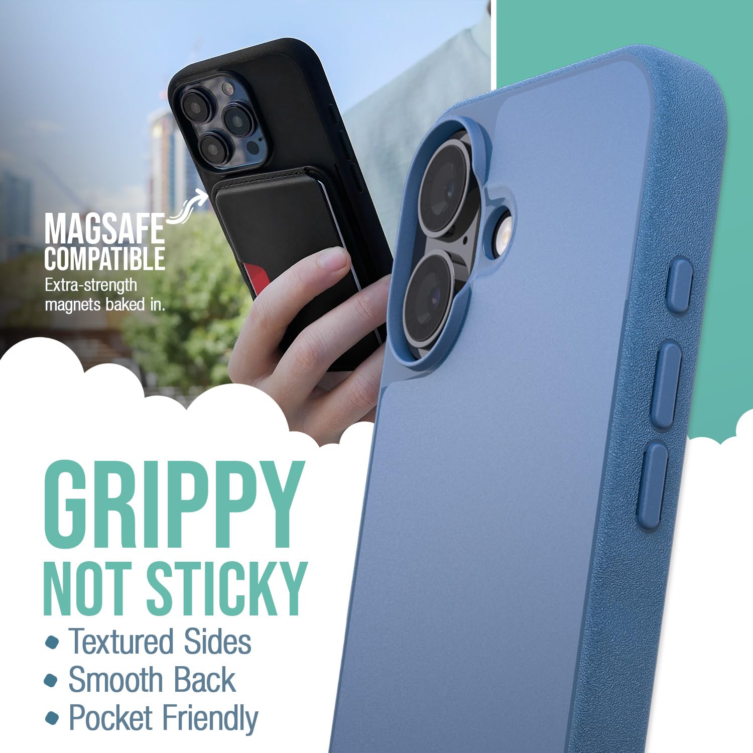 Foto 3 pulgar | Funda Smartish  Magnetic Gripmunk Para Iphone 16 Con Magsafe Blues - Venta Internacional.