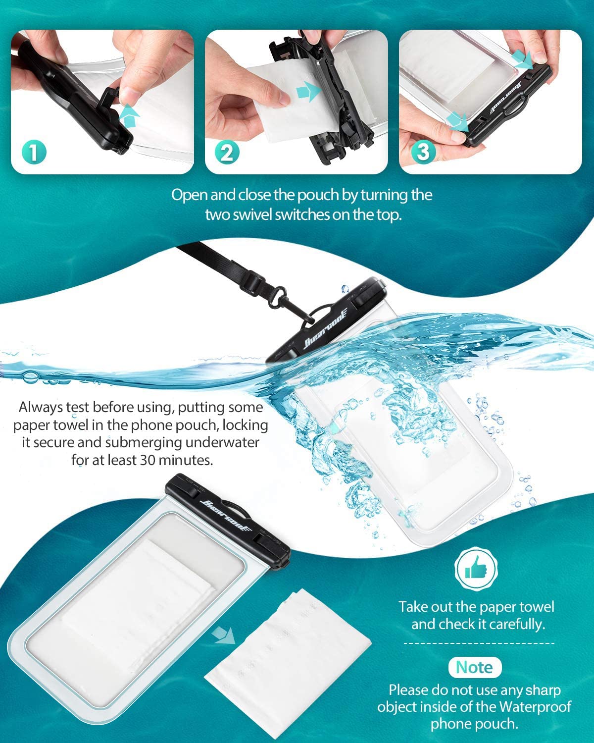Foto 6 pulgar | Funda Impermeable Para Teléfono Hiearcool Universal Ipx8 De Hasta 8.3 Pulgadas - Venta Internacional.