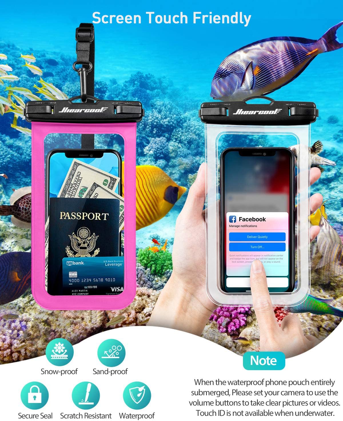 Foto 7 pulgar | Funda Impermeable Para Teléfono Hiearcool Universal Ipx8 De Hasta 8.3 Pulgadas - Venta Internacional.