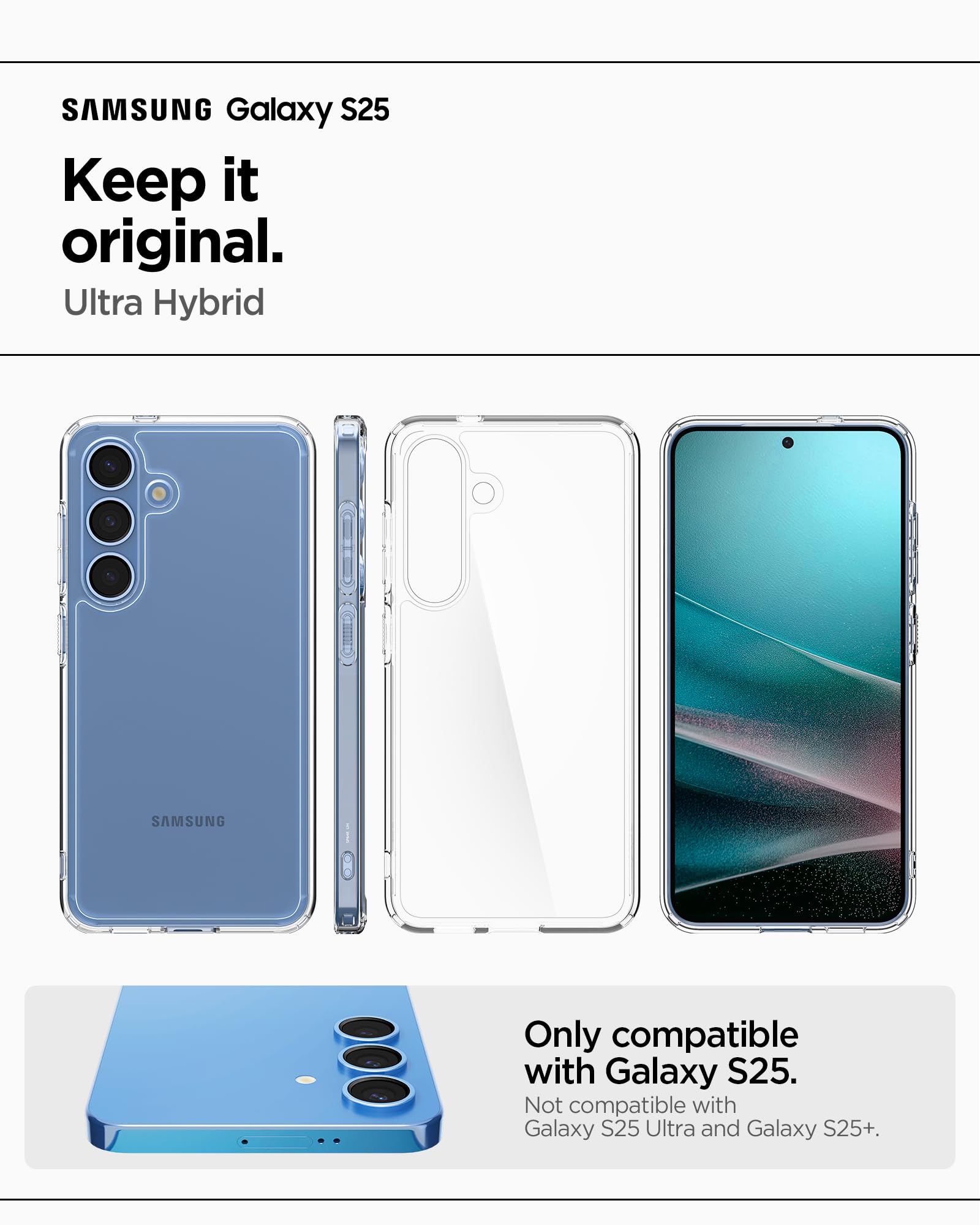Foto 3 pulgar | Funda De Teléfono Spigen Ultra Hybrid Para Galaxy S25 Crystal Clear - Venta Internacional.