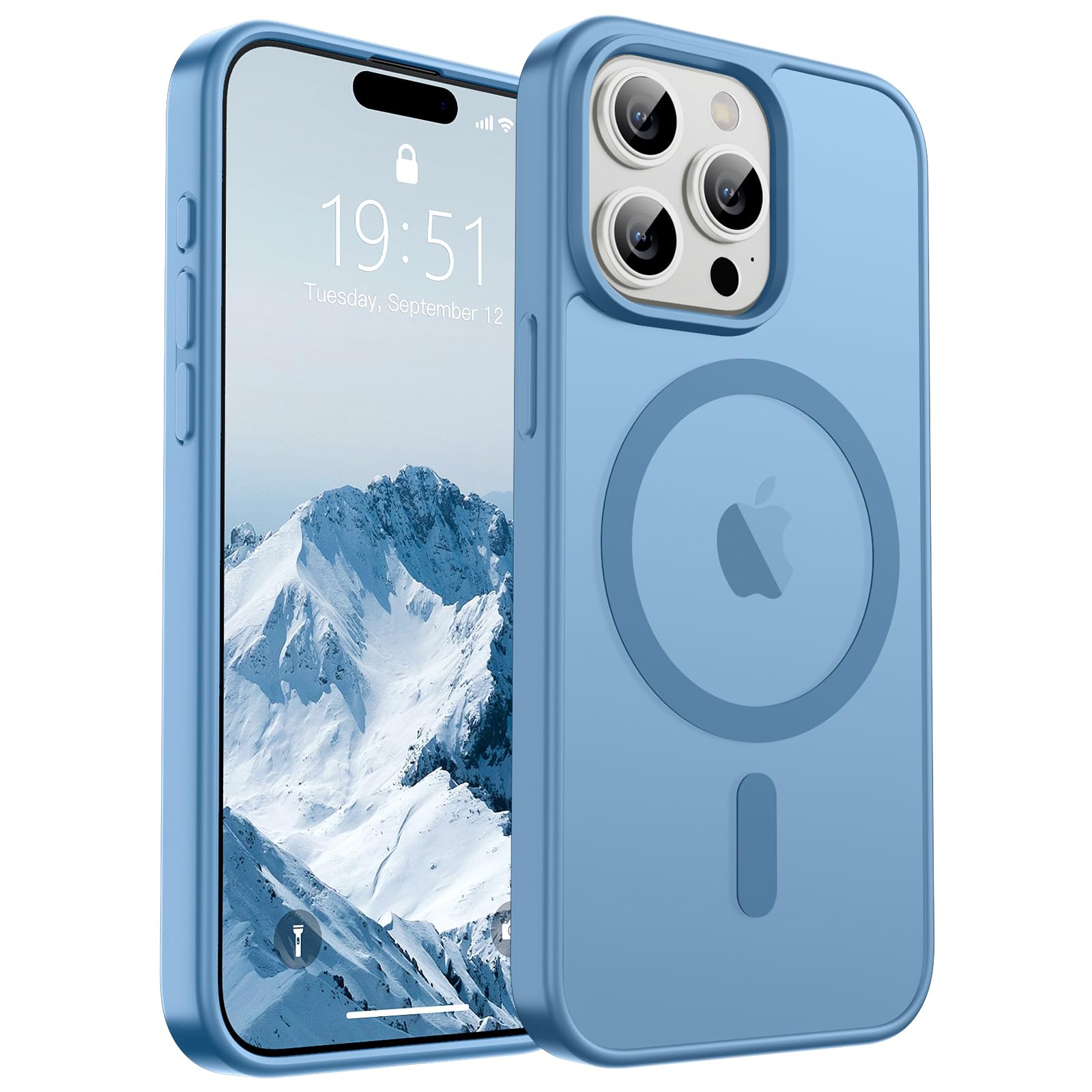 Funda Magnética Supfine Para Iphone 15 Pro Max, Color Azul Cielo - Venta Internacional.
